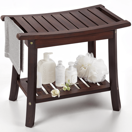 Tranquillo Wood Shower Bench, Shower Stool Wood - DH International Trading Inc.
