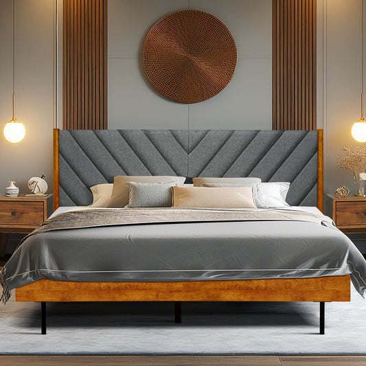 Astoria Upholstered Solid Wood Bed Frame - DH International Trading Inc.