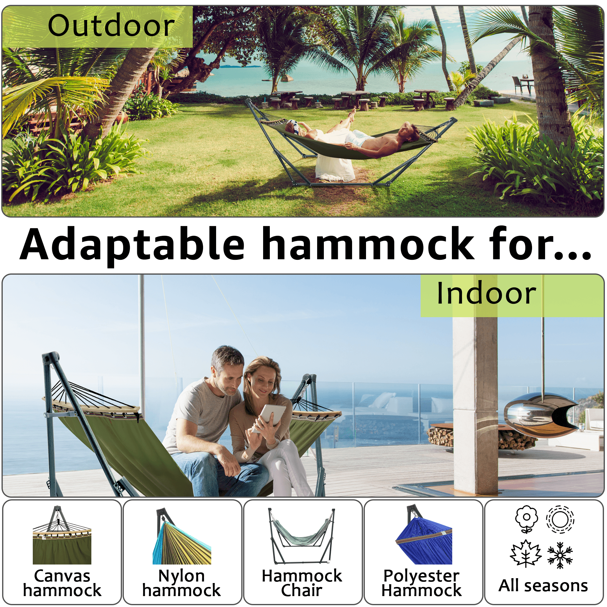 Tranquillo Universal Canvas Hammock - DH International Trading Inc. Tranquillo Universal Canvas Hammock - DH International Trading Inc.