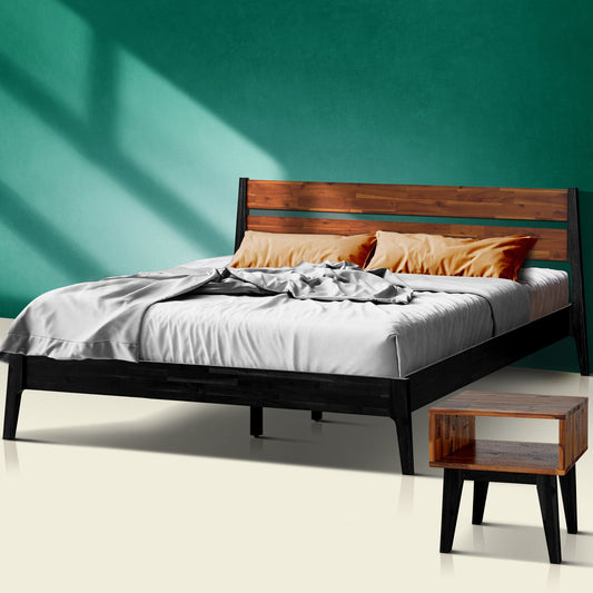 Callisto Solid Wood Bed Frame and Nightstand Bedroom Set