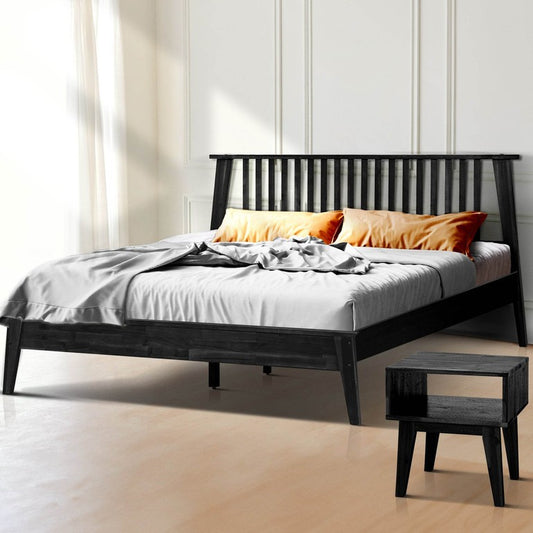 Kaylin Solid Wood Bed Frame & Nightstand Bedroom Set - DH International Trading Inc.