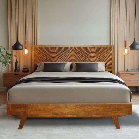 Harmony Platform Bed Frame with Headboard - DH International Trading Inc.