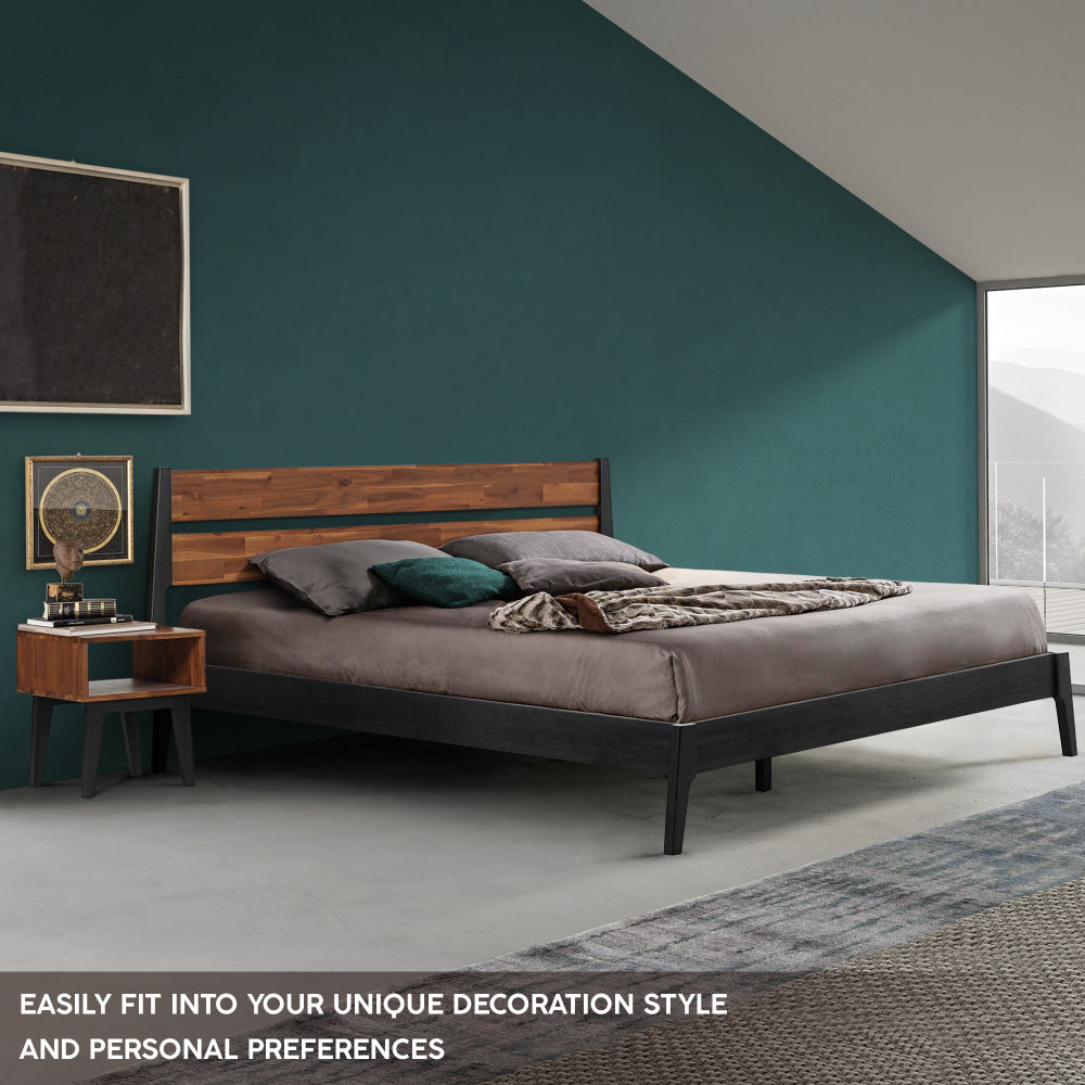 Emery Solid Wood Bed Frame & Nightstand Bedroom Set