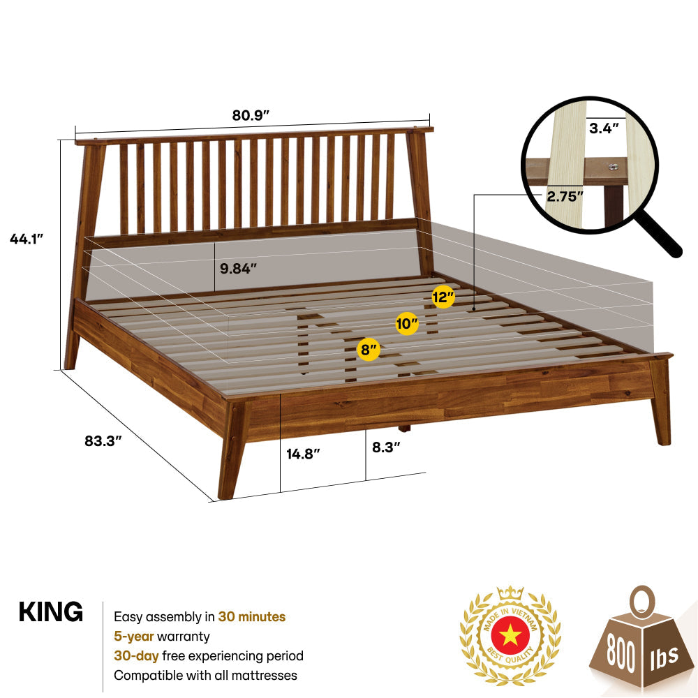 Kaylin Deluxe Wood Platform Bed Frame