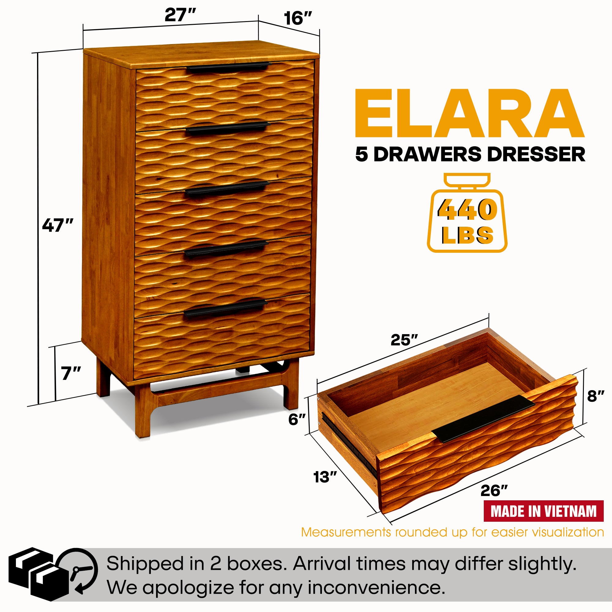 Elara Dresser with 5 Drawers
