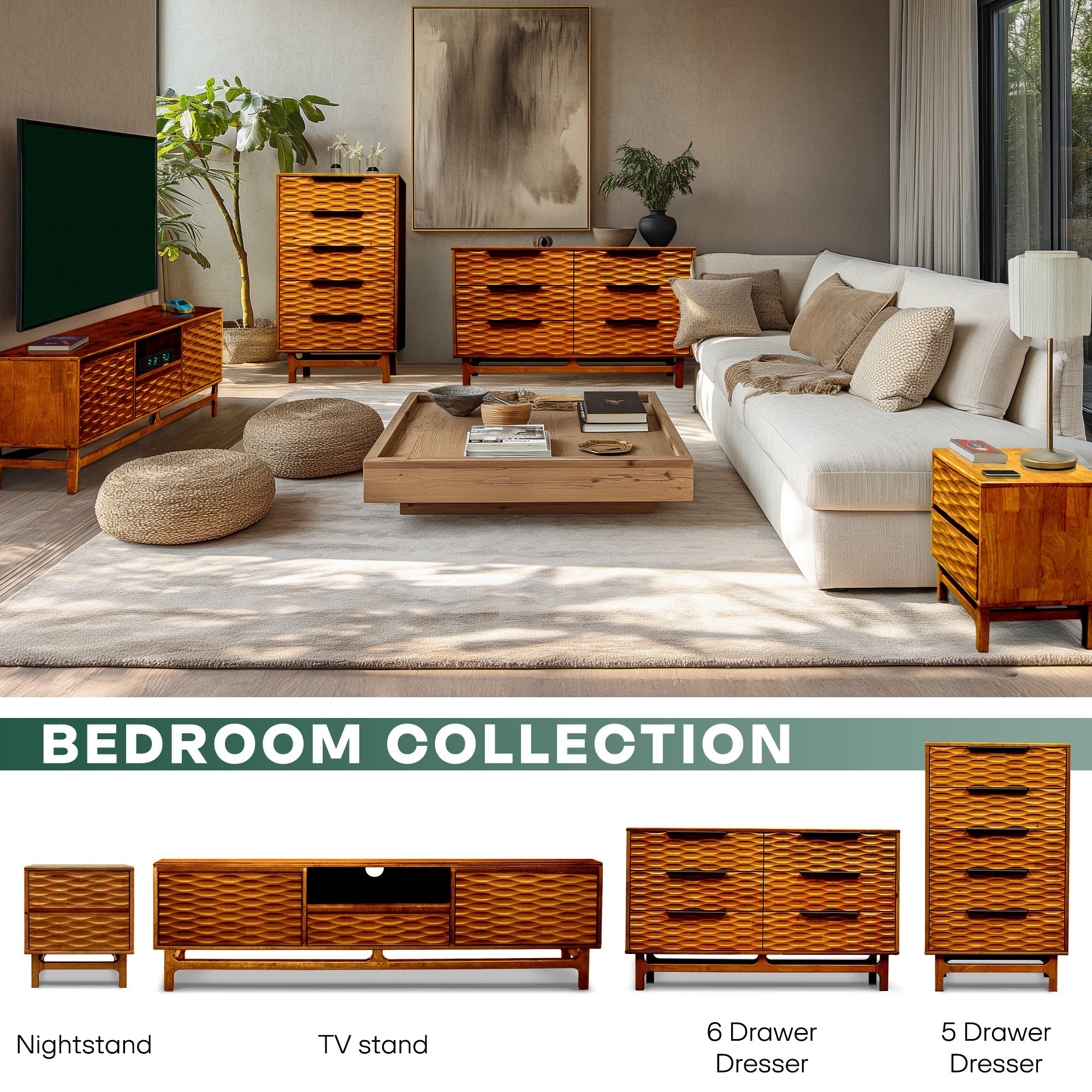 Elara Dresser with 5 Drawers