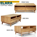 Acacia Elara 47.2” Rectangular Coffee Table with Drawers & Open Storage