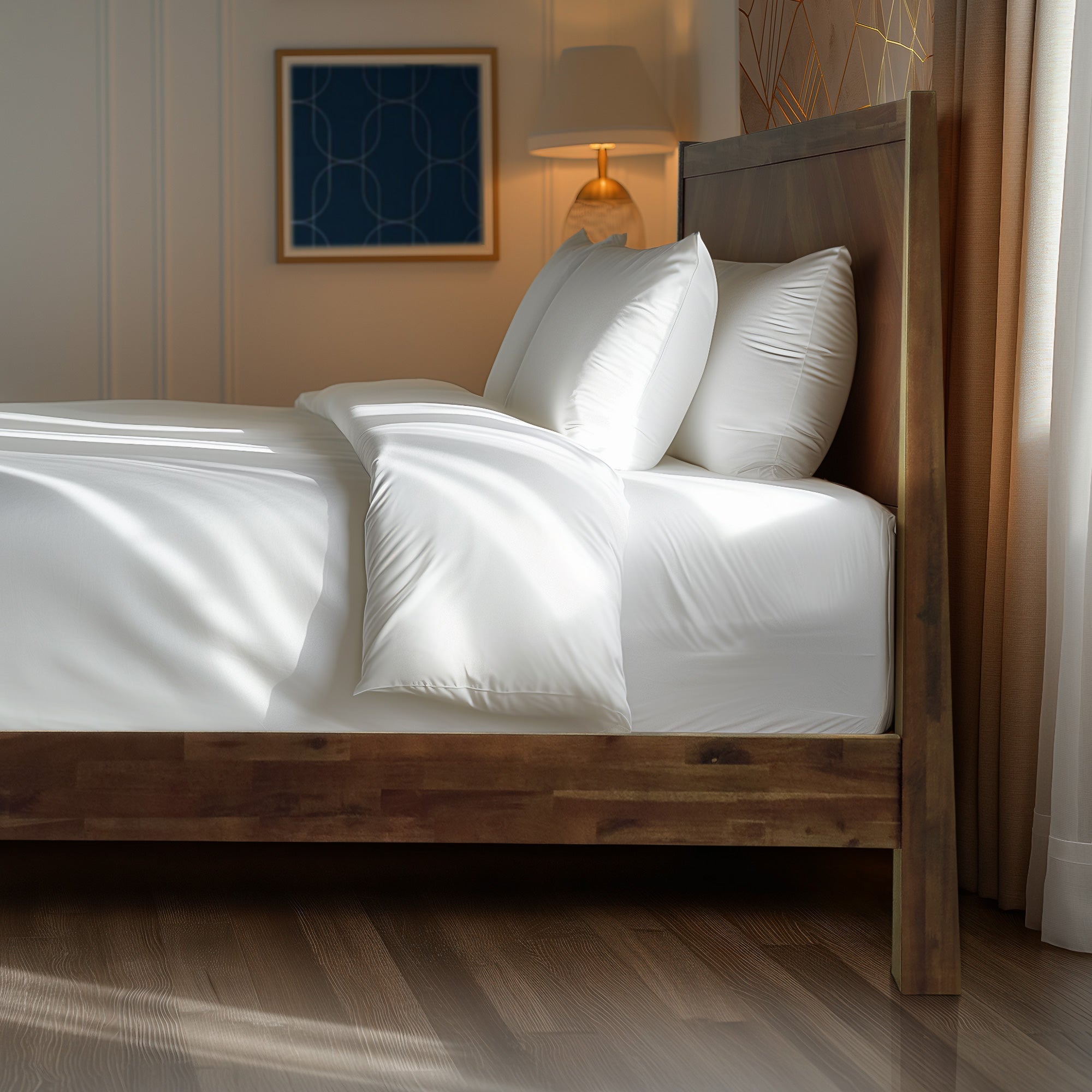 Sphinx Solid Wood Platform Bedframe With Headboard