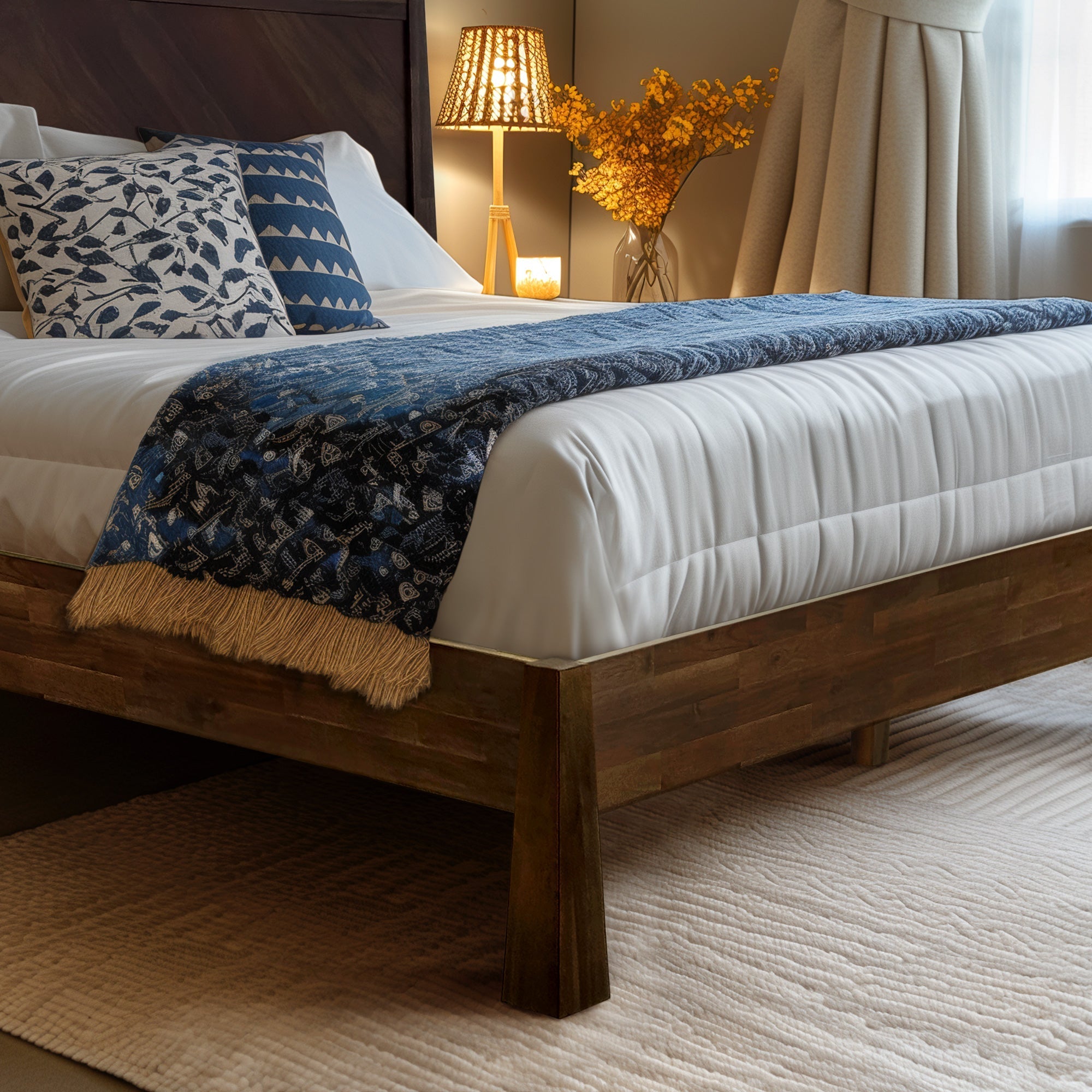 Sphinx Solid Wood Platform Bedframe With Headboard