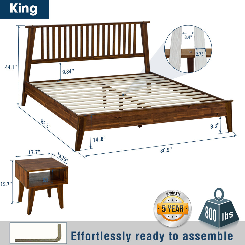 Kaylin Solid Wood Bed Frame & Nightstand Bedroom Set